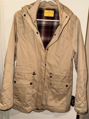 Prince & Fox Beige Hooded Utility Jacket with Quilted Sleeves